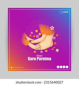 Vector illustration of Happy Guru Purnima social media story feed mockup template