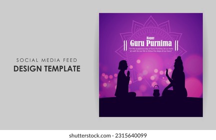 Vector illustration of Happy Guru Purnima social media story feed mockup template