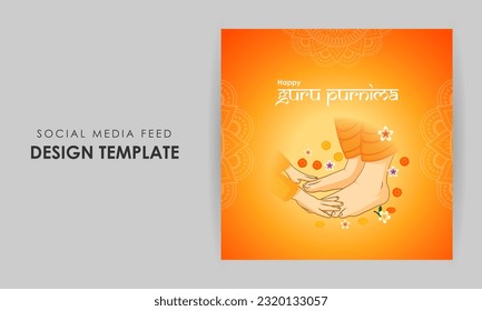 Vector illustration of Happy Guru Purnima social media story feed mockup template