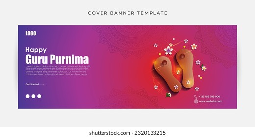 Vector illustration of Happy Guru Purnima Fb cover banner mockup Template