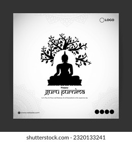 Vector illustration of Happy Guru Purnima social media story feed mockup template