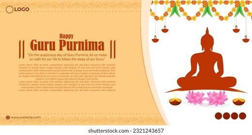 Vektorgrafik von Happy Guru Purnima Social-Media-Story-Feed-Mock-up-Vorlage mit Hintertext bedeutet Guru purnima