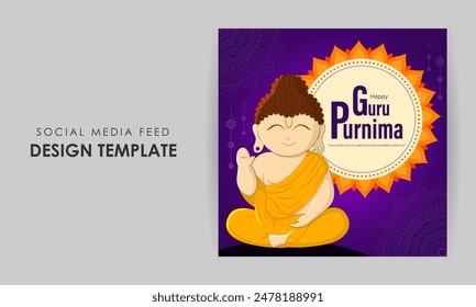 Vector illustration of Happy Guru Purnima social media feed template