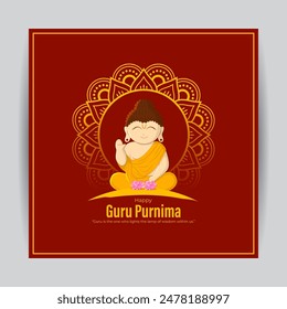 Vector illustration of Happy Guru Purnima social media feed template