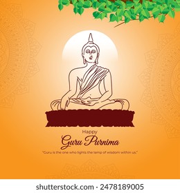 Vector illustration of Happy Guru Purnima social media feed template