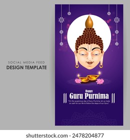 Vector illustration of Happy Guru Purnima social media feed template