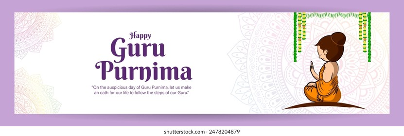 Vector illustration of Happy Guru Purnima social media feed template