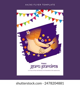 Vector illustration of Happy Guru Purnima social media feed A4 template