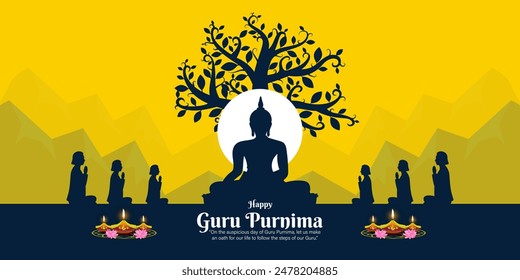 Vector illustration of Happy Guru Purnima social media feed template