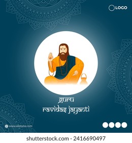 Vector illustration of Happy Guru Ravidass Jayanti social media feed template written Hindi text means Sant Ravidas Jayanti 