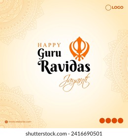 Vector illustration of Happy Guru Ravidass Jayanti social media feed template written Hindi text means Sant Ravidas Jayanti 