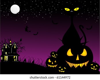 vector illustration of happy halloween background