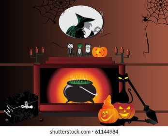 vector illustration of happy halloween background
