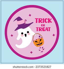 Vector illustration Happy Halloween Banner trick or treat  with pumpkin, ghost Batch template