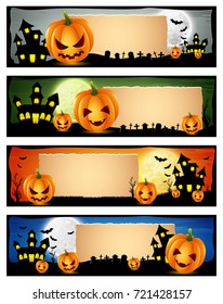 Vector illustration of Happy Halloween banner set