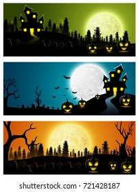 Vector illustration of Happy Halloween banners