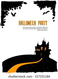 Vector illustration of Happy halloween card with castle