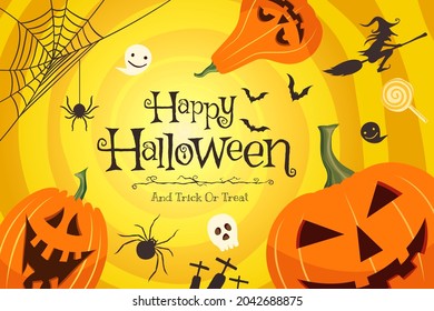 Vector illustration of Happy Halloween concept decoration.