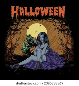 Vector illustration of Happy Halloween in EPS10 version format