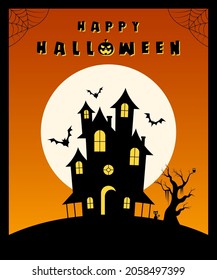 Vector illustration of Happy Halloween Haunted House