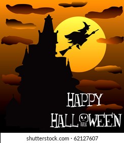 Vector Illustration of a Happy Halloween Haunted House 2.