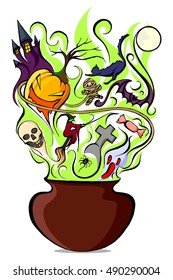 vector illustration of Happy Halloween holiday background