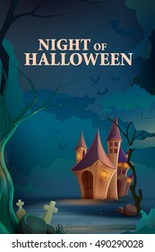 vector illustration of Happy Halloween holiday background