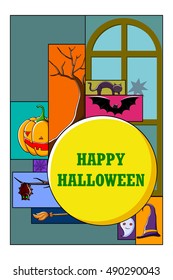 vector illustration of Happy Halloween holiday background