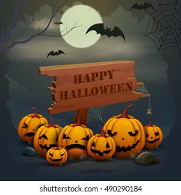 vector illustration of Happy Halloween holiday background