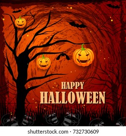 vector illustration of Happy Halloween holiday background