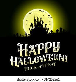 Vector illustration of Happy Halloween lettering. Hand drawn text for invitation or greeting cards, halloween party and sale design. Typographic holidays background