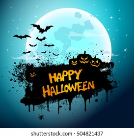 Vector Illustration of a Happy Halloween Message Design Background