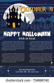 Vector illustration of Happy Halloween night brochure background.