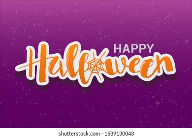 Vector illustration of Happy Halloween phrase with web. Hand drawn lettering in modern style  EPS 10