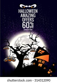  Vector illustration of Happy Halloween Poster.