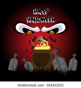  Vector illustration of Happy Halloween Poster.