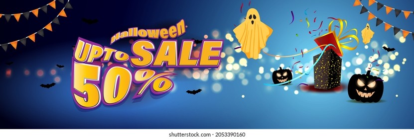 Vector illustration of Happy Halloween sale