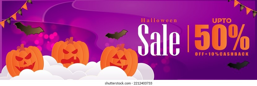 Vector illustration of Happy Halloween Sale banner