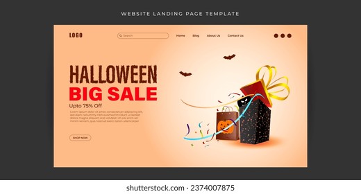 Vector illustration of Happy Halloween Sale Website landing page banner Template