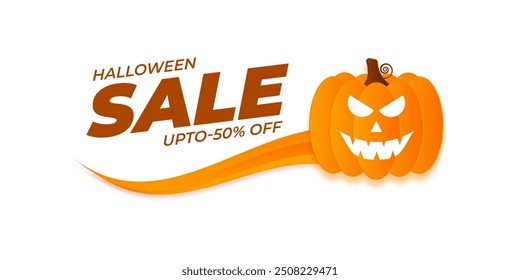 Vector illustration of Happy Halloween Sale social media feed template