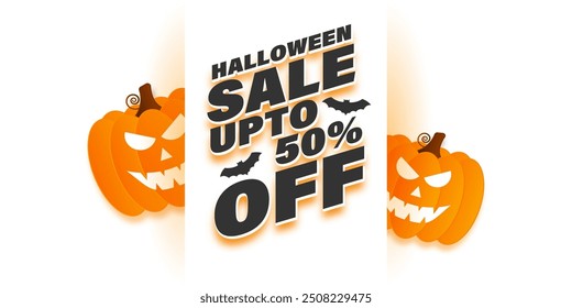 Vector illustration of Happy Halloween Sale social media feed template