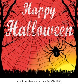 Vector illustration of Happy Halloween scratched font