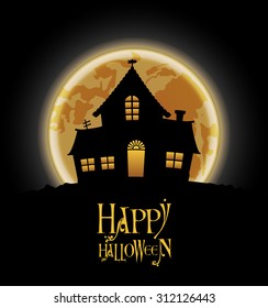 Vector illustration Happy Halloween. Silhouette of the old house. EPS 10