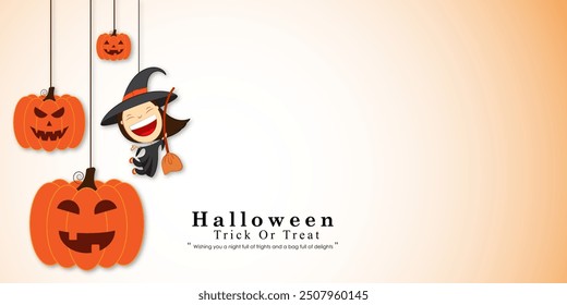 Vector illustration of Happy Halloween social media feed template