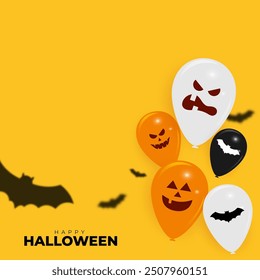 Vector illustration of Happy Halloween social media feed template