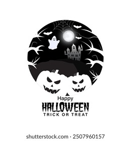 Vector illustration of Happy Halloween social media feed template