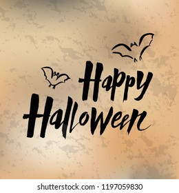 Vector Illustration of Happy Halloween text. Party badge, tag and icon. Halloween card / invitation / banner template / typography poster. Holiday expressive calligraphy. EPS 10 