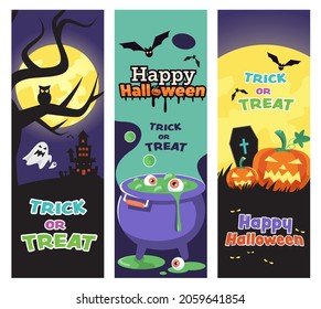 Vector illustration Happy Halloween (trick or treat) celebration with the characters for party invitation such as Banners, webpage, flyer, brochure, card