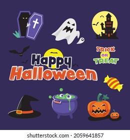 Vector illustration Happy Halloween (trick or treat) celebration with the characters for party invitation such as Banners, webpage, flyer, brochure, card