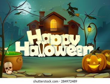 vector illustration of Happy Halloween wallpaper background